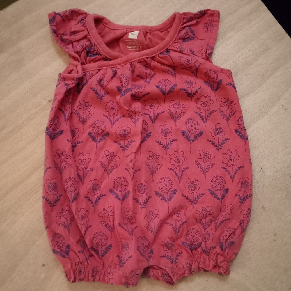 NWOT 3-6m Tea Pink with Purple Floral Design Onesie